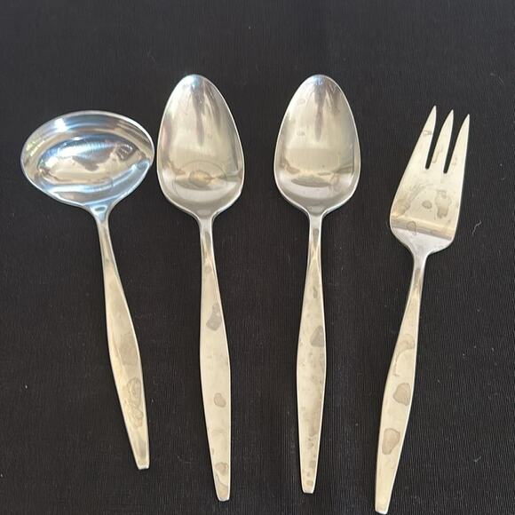 Reed & Barton Etude Server Set 4 piece, meat fork, ladle, 2 Serving spoons. - Picture 2 of 7